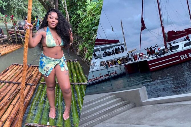 Bamboo Rafting, Catamaran Party Cruise and Ricks Cafe - Seven Mile Beach catamaran party cruise, music, snorkeling stop, open bar