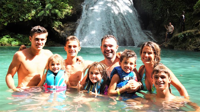 Blue Hole & Secret Falls Day-Trip with Shopping from Grand Palladium - Cool Blue Hole: mineral pool fun, cliff jumps, and Tarzan rope swings