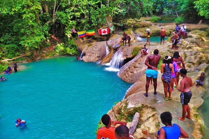 Dunn's River Falls and Blue Hole Adventure from Montego Bay Ja - Stop 1: Blue Hole Swimming, Cliff Jumps, and Limestone Caves