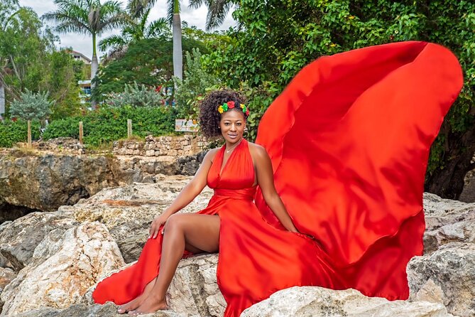 Flying Dress Photoshoot at Doctors Cave Beach Montego Bay Jamaica - Austin and Martin’s Direction: Professional, Comfortable, and Fun
