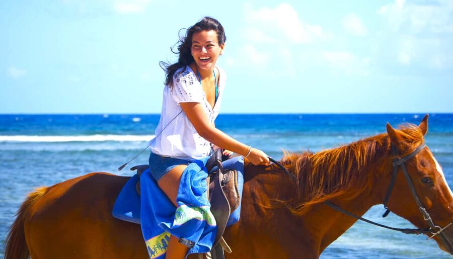 From Falmouth: Horseback Ride and Swim Beach Trip - Sand N Saddle beach and the safety intro you should actually listen to