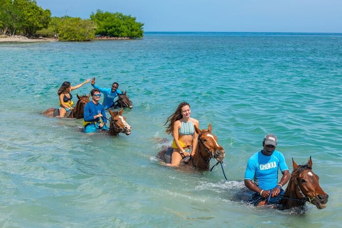 Lethe Bamboo Rafting, ATV, Horseback Riding Tour in Montego Bay - Stop 3: horseback riding with ocean splashing near Chukka Caribbean Adventures