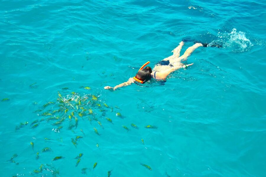 Montego Bay Catamaran Cruise and Snorkeling Tour - On board: front nets, music, and a crew that sets the tone